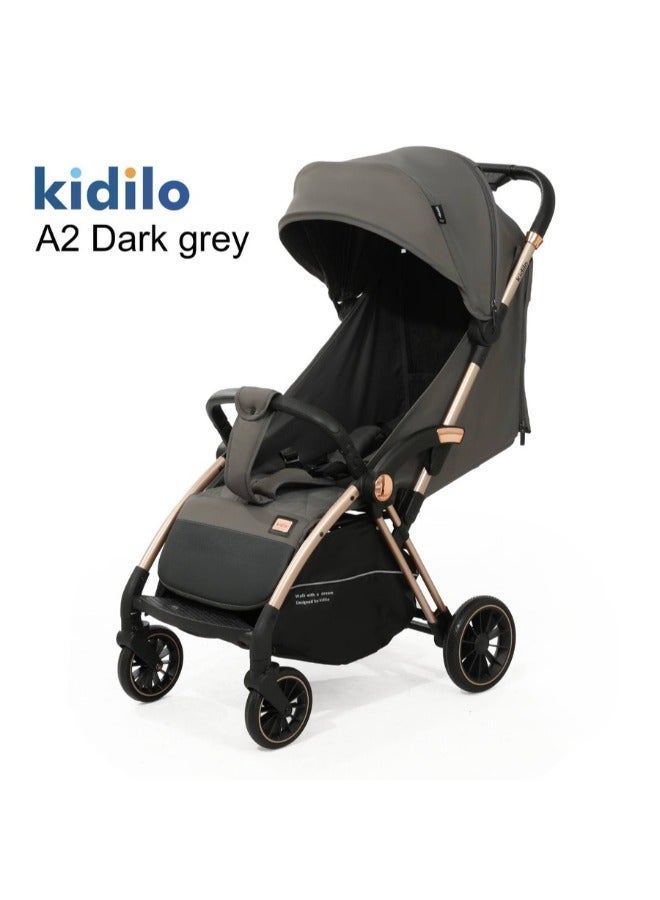 كيديليو عربة أطفال كيديلو A2 سهلة الطي (وزن العربة 8.5 كجم) رمادي غامق - Image 1